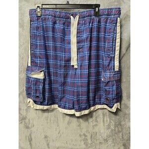 Duck Head Board Shorts Swim Trunks Mens XXL Blue Plaid Cargo Style Pockets